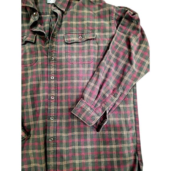 LL Bean Shacket Made in USA 1970-1990 Green Plaid Size  100% Cotton Heavy - Picture 3 of 8